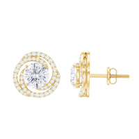 Rosec Jewels 2.25 CT moissanite braided halo stud earrings, showcasing sparkling gemstone design and intricate braided detailing