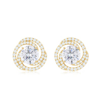 Rosec Jewels 2.25 CT moissanite braided halo stud earrings, showcasing sparkling stones in a detailed jewelry design