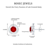 Lab Created Ruby and Diamond Spiral Stud Earrings