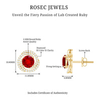 Lab Created Ruby and Diamond Spiral Stud Earrings