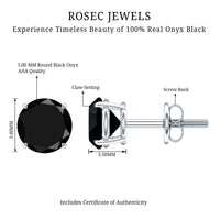 Natural Black Onyx Stud Earrings for Everyday