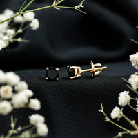 Natural Black Onyx Stud Earrings for Everyday