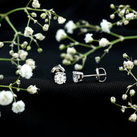 Round Moissanite 1 Carat Stud Earrings with Screw Back