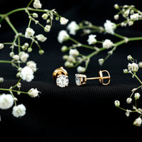 Round Moissanite 1 Carat Stud Earrings with Screw Back