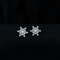 Certified Moissanite Snowflake Stud Earrings For Christmas