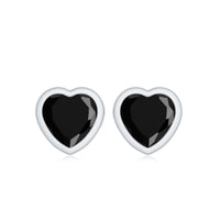Bezel Set Black Onyx Heart Stud Earring