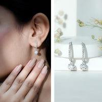 Sterling Silver Moissanite Hoop Drop Earrings for Women