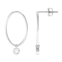Rosec Jewels bezel set moissanite front-facing hoop drop earrings with sparkling stones and gold-tone finish.