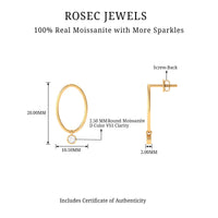 Rosec Jewels Bezel Set Moissanite front-facing hoop drop earrings with sparkling stones and sleek design.