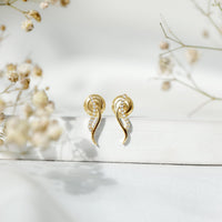Prong Set Diamond Leaf Stud Earrings for Women