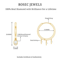 Natural 3 stone diamond drop hoop earrings by Rosec Jewels, featuring elegant hoops with sparkling diamond accents.