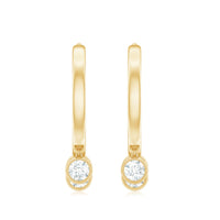 Natural 3 stone diamond drop hoop earrings by Rosec Jewels, featuring elegant hoops with sparkling diamond accents.