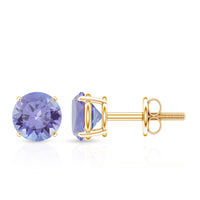 1 Carat Round Cut Tanzanite Stud Earrings for Women