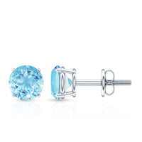 Certified Natural Aquamarine Everyday Earrings with Screw Back