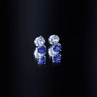 1.9 Carat Round Blue Sapphire Solitaire Stud Earrings in Claw Setting
