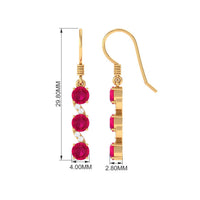 Natural Ruby Diamond Dangle Earrings with Fish Hook