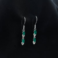 Marquise Cut Emerald Dangle Earrings with Diamond