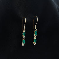 Marquise Cut Emerald Dangle Earrings with Diamond