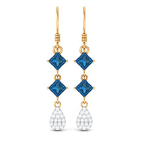 2.75 CT London Blue Topaz and Diamond Drop Dangle Earrings