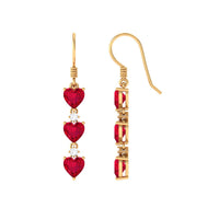 Lab Grown Ruby Heart Dangle Earrings with Diamond