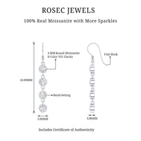 Bezel Set Round Moissanite Simple Dangle Earrings