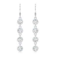 Bezel Set Round Moissanite Simple Dangle Earrings
