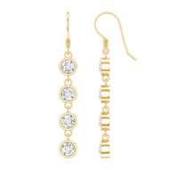 Bezel Set Round Moissanite Simple Dangle Earrings