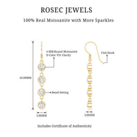 Bezel Set Round Moissanite Simple Dangle Earrings