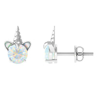 1 Carat Ethiopian Opal Unicorn Stud Earrings for Women