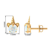 1 Carat Ethiopian Opal Unicorn Stud Earrings for Women