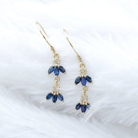 Natural Blue Sapphire and Diamond Leaf Dangle Earrings