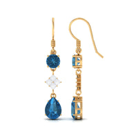 4.25 CT London Blue Topaz and Diamond Dangle Drop Earrings