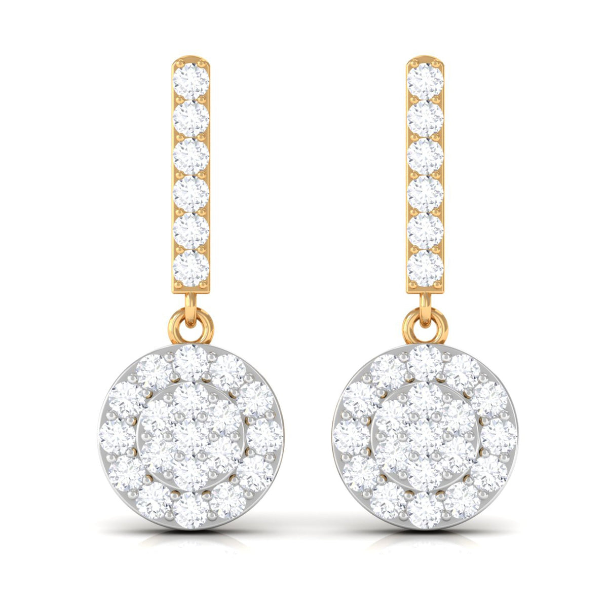 3/4 CT Real Diamond Dangle Earrings in Gold
