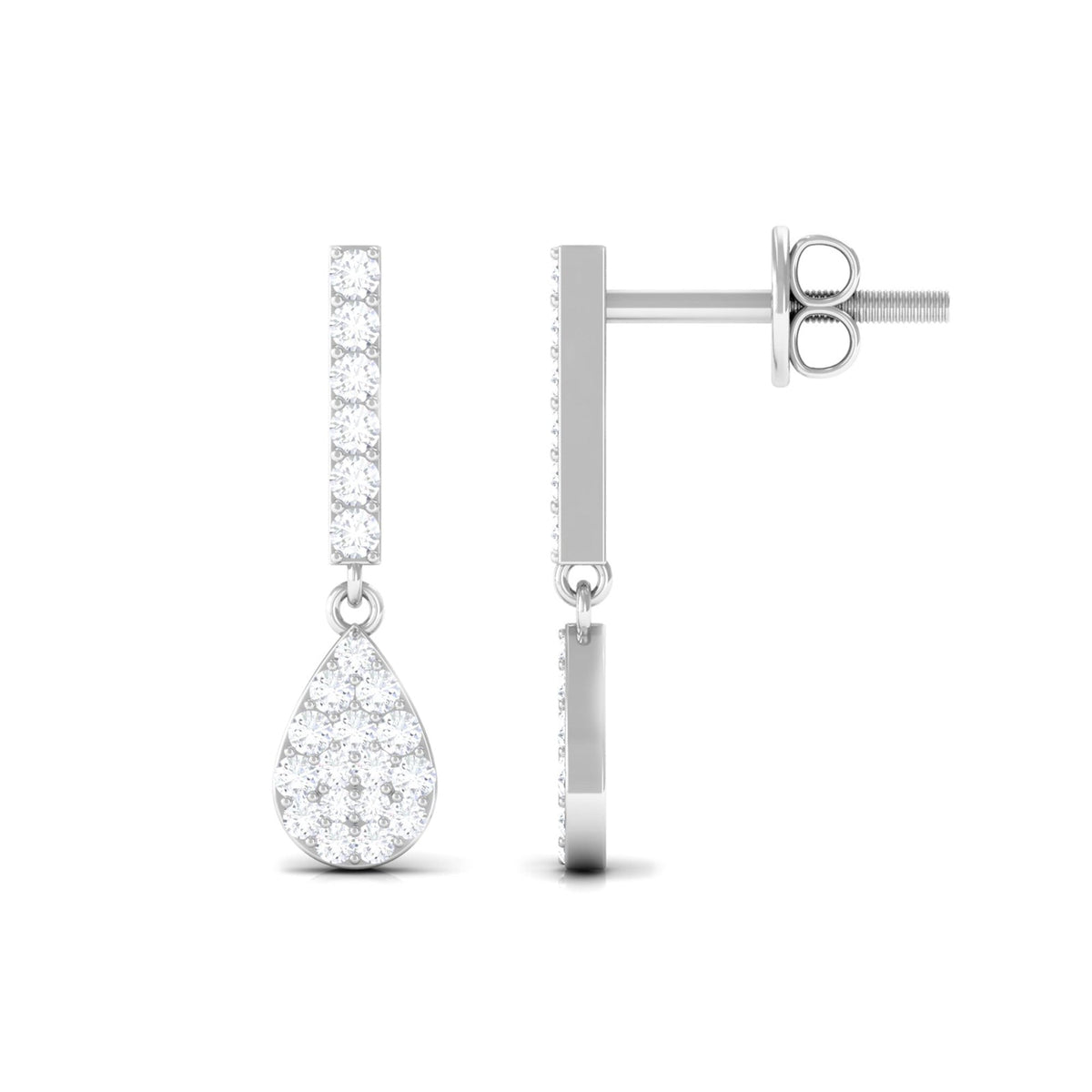 Round Diamond Dangle Drop Earrings