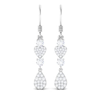 Round Moissanite Heart Dangle Drop Earrings