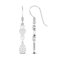 Round Moissanite Heart Dangle Drop Earrings