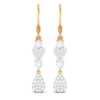 Round Moissanite Heart Dangle Drop Earrings