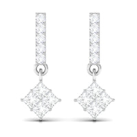 Princess and Round Cut Diamond Contemporary Dangle Earrings