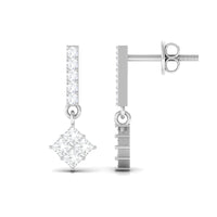 Princess and Round Cut Diamond Contemporary Dangle Earrings