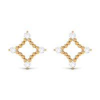 Natural Diamond Contemporary Stud Earring with Beaded