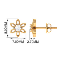 Natural Diamond Flower Stud Earrings with Certificate
