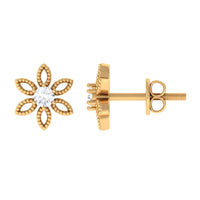 Natural Diamond Flower Stud Earrings with Certificate