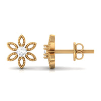 Natural Diamond Flower Stud Earrings with Certificate