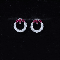 Marquise Cut Lab Created Ruby and Moissanite Eternity Stud Earrings