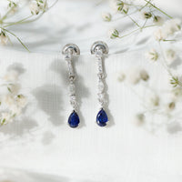 Womens Lab Grown Blue Sapphire Drop Dangle Earrings with Certificate