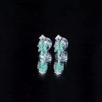 Real Emerald Leaf Stud Earrings with Moissanite