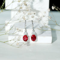 8 Carat Lab Created Ruby Drop Earrings with Certificate