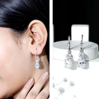 Rosec Jewels cubic zirconia hoop drop earrings with lever back, featuring sparkling stone accents and elegant hoop design.