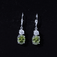 8 Carat Lab Grown Green Sapphire Drop Hoop Earrings with Certificate