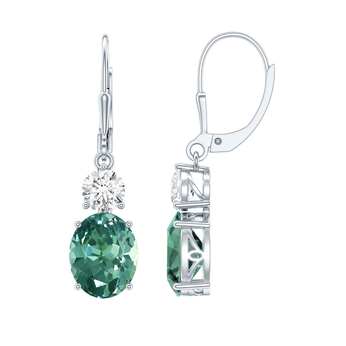 Lab grown green sapphire drop hoop earrings by Rosec Jewels featuring 8 carats with certificate, elegant jewelry for special occasions.